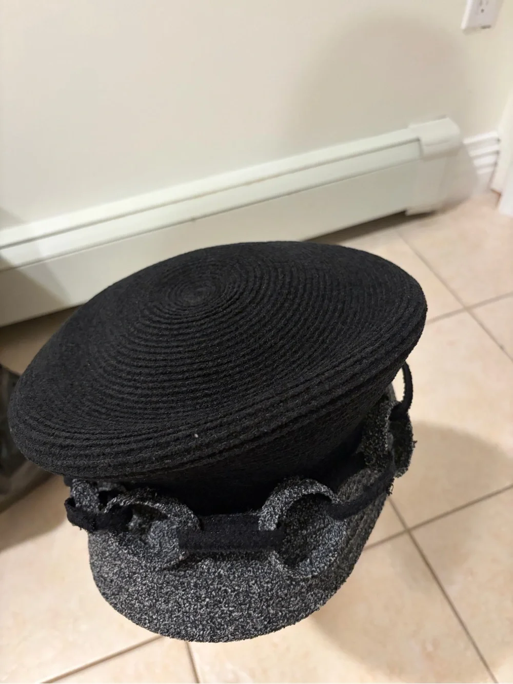 Finesse Black Gray Sculptural Wide Brim Women’s Dress Church Wedding Hat